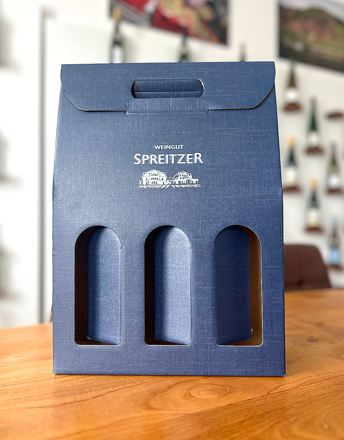 Kartónová kazeta / Josef Spreitzer Original - 3 fľaše, modrá