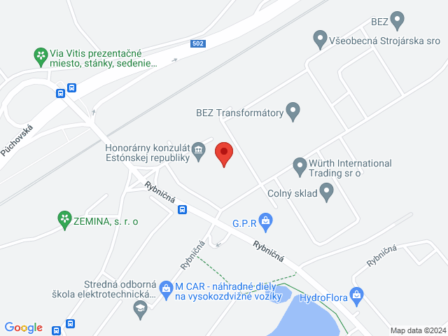 Google map: Rybničná 40 Bratislava